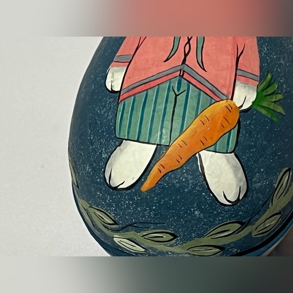 Vintage Paper Mache Hand Painted Bunny Rabbit Easter Egg Gift Box - Picture 12 of 14